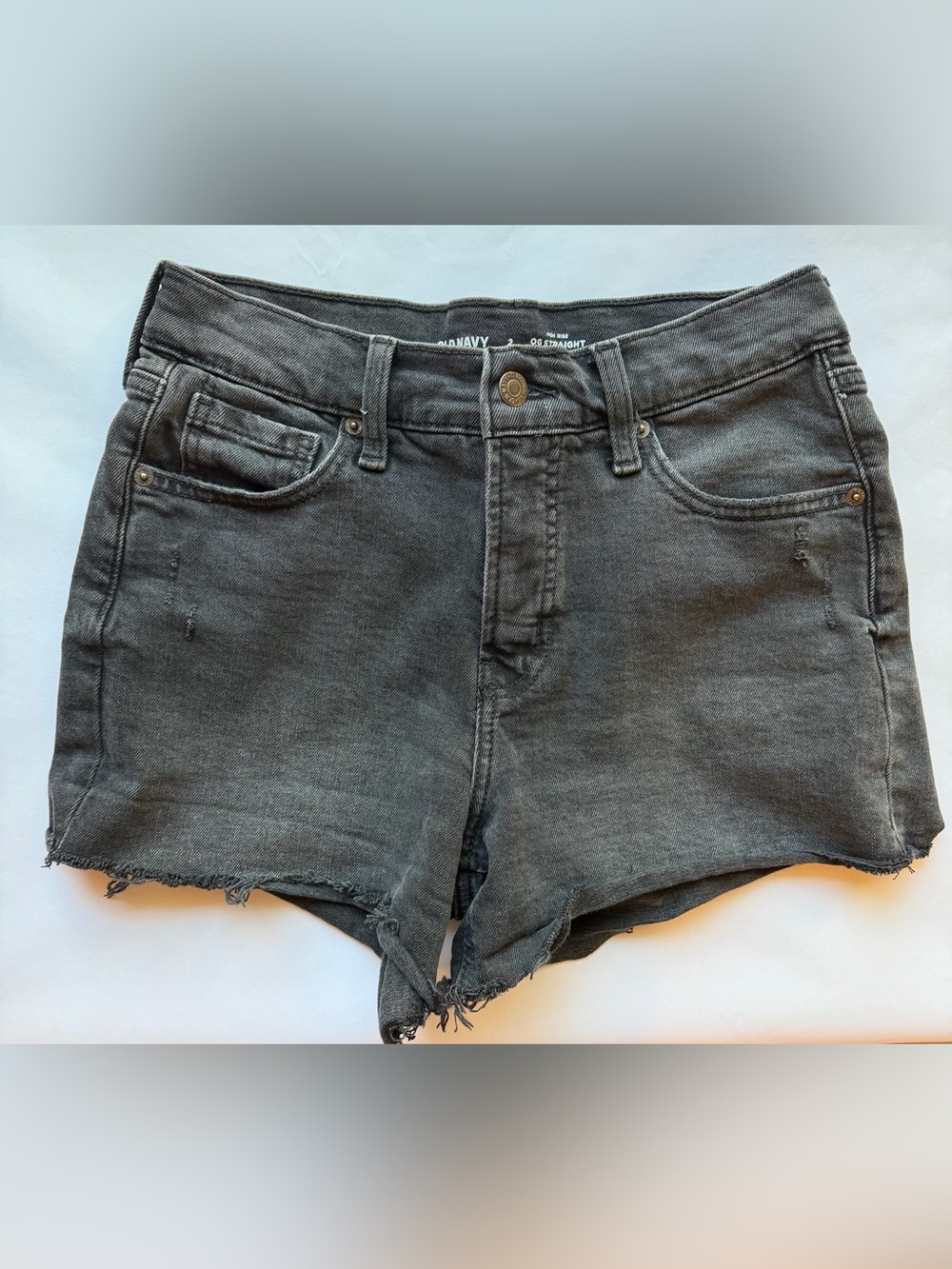 Old Navy Black High Rise OG Strait Frayed Hem Denim Shorts Size 2